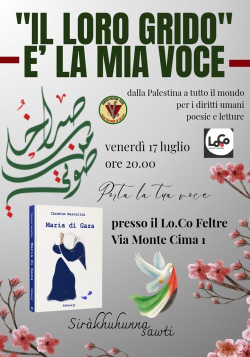 “Il loro grido è la mia voce”: poesie e letture per la Palestina