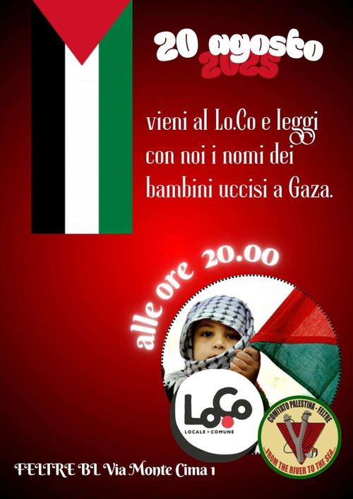 Leggiamo i nomi dei bambini uccisi a Gaza