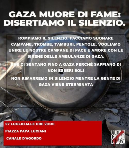 Gaza muore di fame: disertiamo il silenzio!
