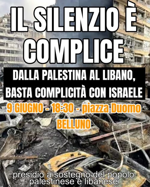 Il silenzio è complice: Presidio per la Palestina e il Libano!